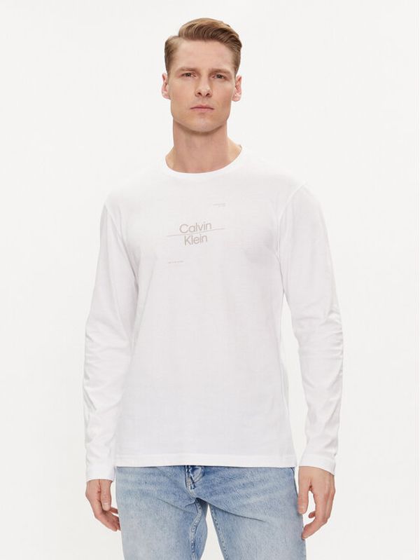 Calvin Klein Calvin Klein Majica z dolgimi rokavi Line Logo K10K112483 Bela Regular Fit