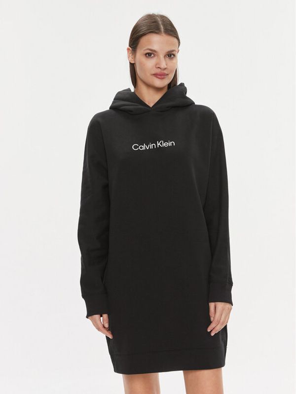 Calvin Klein Calvin Klein Pletena obleka Hero Logo Hoodie Dress K20K206897 Črna Regular Fit