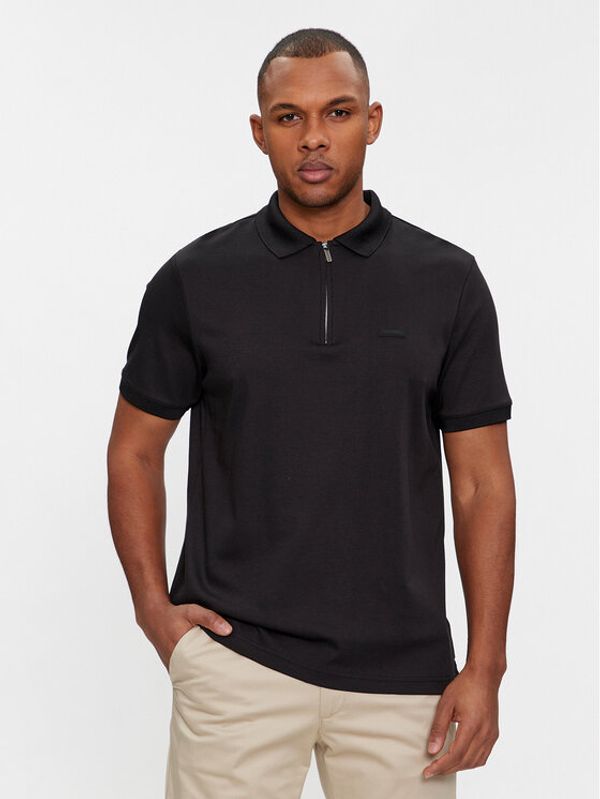 Calvin Klein Calvin Klein Polo majica Smooth Cotton Welt Zip Polo K10K112754 Črna Regular Fit