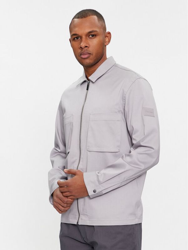 Calvin Klein Calvin Klein Prehodna jakna Cotton 3D Pockets Overshirt K10K112356 Siva Regular Fit