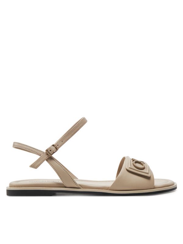 Calvin Klein Calvin Klein Sandali Flat Sandal Relock Lth HW0HW01942 Écru