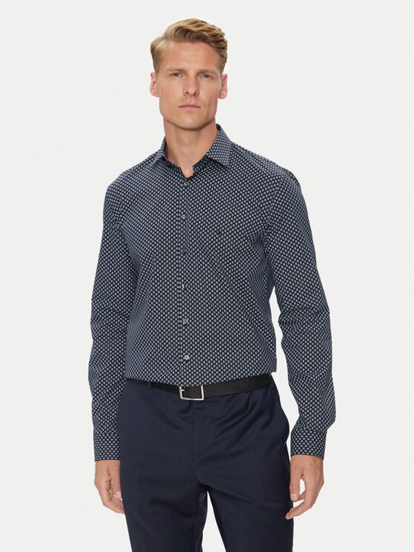 Calvin Klein Calvin Klein Srajca Poplin 2Tones Print Slim K10K113545 Mornarsko modra Slim Fit