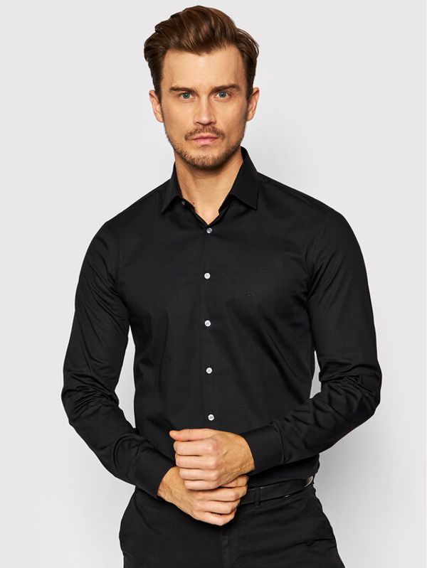 Calvin Klein Calvin Klein Srajca Poplin K10K108229 Črna Slim Fit