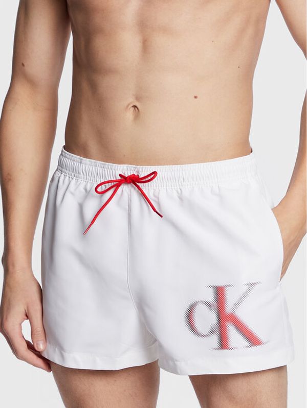 Calvin Klein Swimwear Calvin Klein Swimwear Kopalne hlače KM0KM00801 Bela Regular Fit