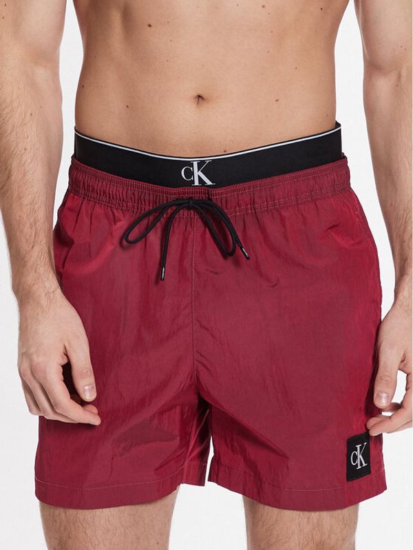 Calvin Klein Swimwear Calvin Klein Swimwear Kopalne hlače Medium Double Wb KM0KM00846 Bordo rdeča Regular Fit