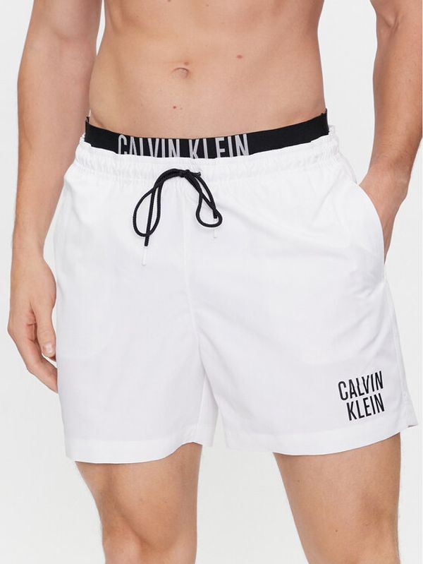 Calvin Klein Swimwear Calvin Klein Swimwear Kopalne hlače Medium Double Wb-Nos KM0KM00740 Bela Regular Fit
