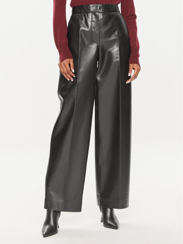 Calvin Klein Calvin Klein Usnjene hlače K20K207083 Črna Straight Leg