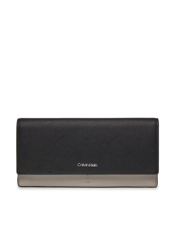 Calvin Klein Calvin Klein Velika ženska denarnica Business Large Trifold_Saffiano K60K611700 Črna