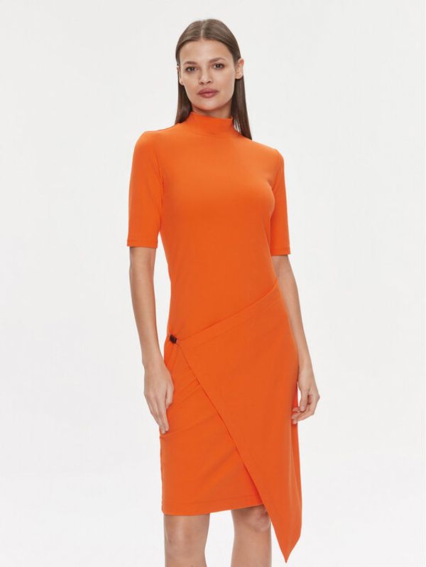 Calvin Klein Calvin Klein Vsakodnevna obleka Stretch Jersey Asymmetric Dress K20K206498 Oranžna Slim Fit