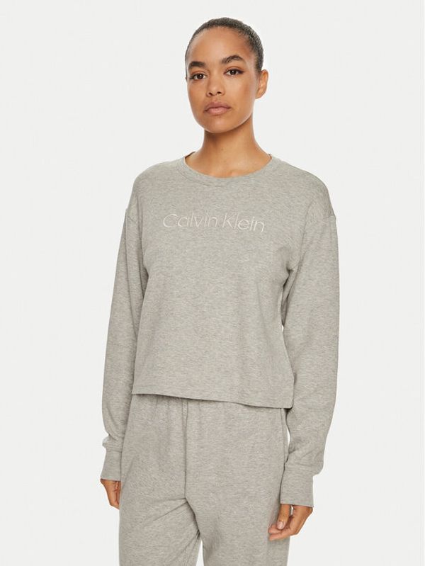 Calvin Klein Calvin Klein Zgornji del pižame Relaxed Crew Pullover QS7273E Siva Regular Fit