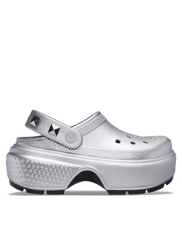 Crocs Crocs Natikači Stomp Metallic Clog 210362 Srebrna