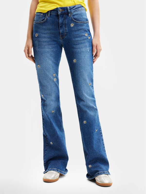 Desigual Desigual Jeans hlače Daisies 24SWDD33 Modra Flare Fit