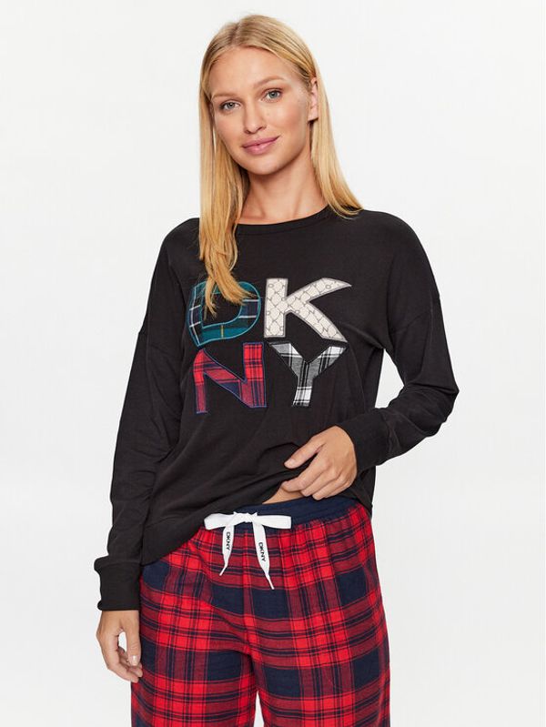 DKNY DKNY Zgornji del pižame YI2122591 Črna Regular Fit