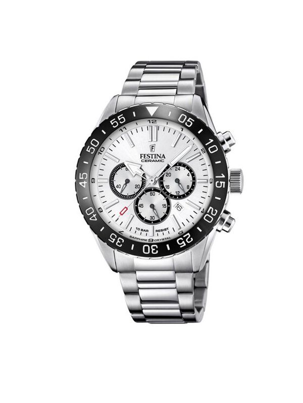 Festina Festina Ročna ura Ceramic Chrono F20575/1 Srebrna