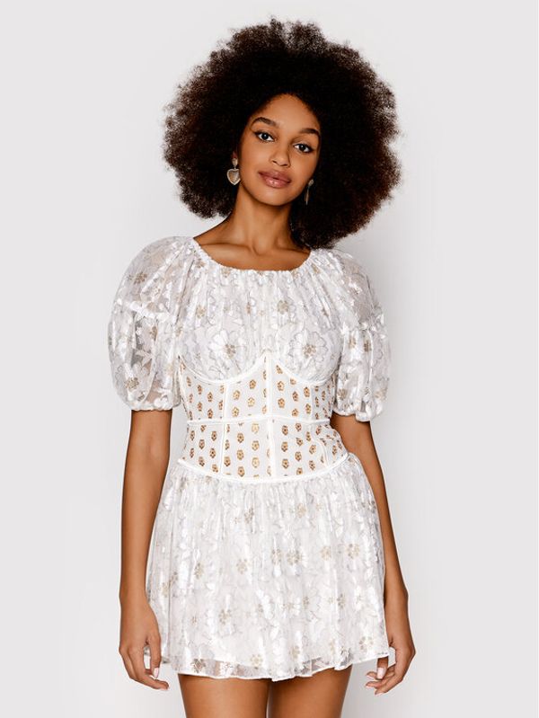 For Love & Lemons For Love & Lemons Cocktail obleka Lupita CD2482 Bela Slim Fit