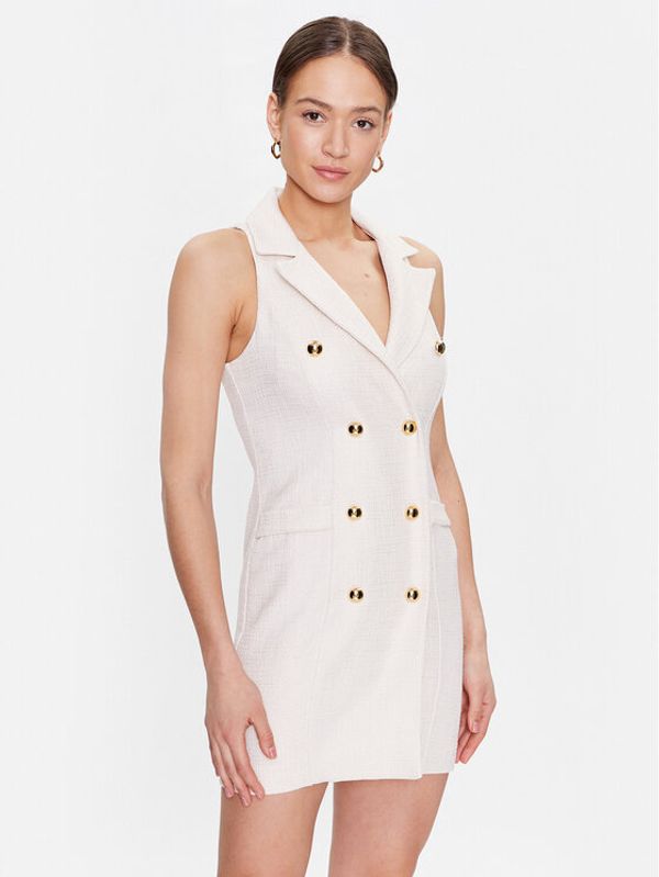 Fracomina Fracomina Cocktail obleka FS23SD1007W62701 Écru Regular Fit