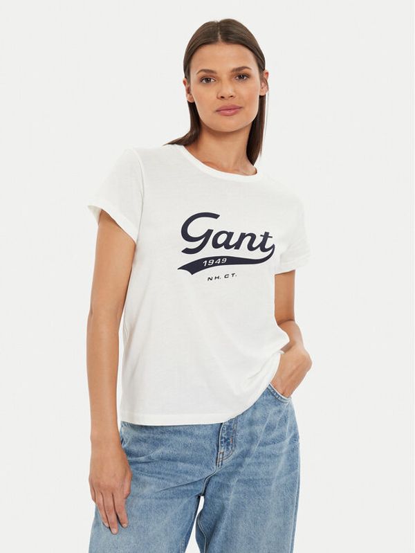 Gant Gant Majica Script Graphic 4200482 Écru Regular Fit