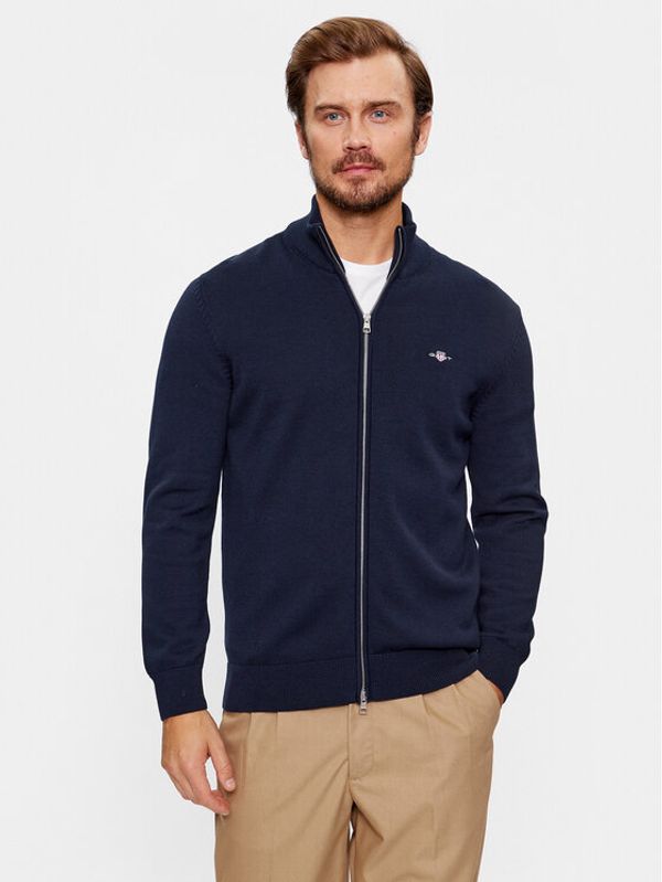 Gant Gant Pletena jopica Casual Cotton Zip 8030164 Mornarsko modra Regular Fit