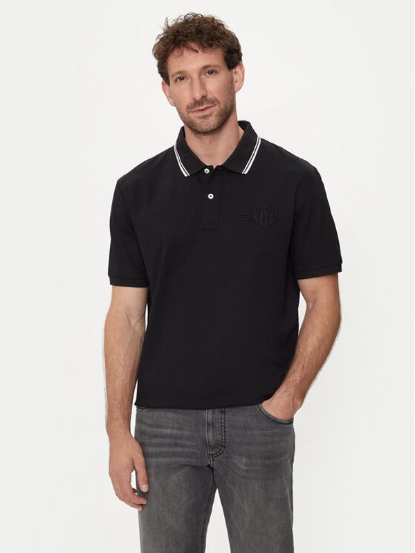 Gant Gant Polo majica Contrast 2013039 Črna Regular Fit