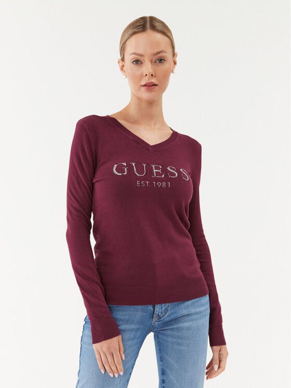 Guess Guess Bluza W3BR24 Z2NQ2 Bordo rdeča Slim Fit