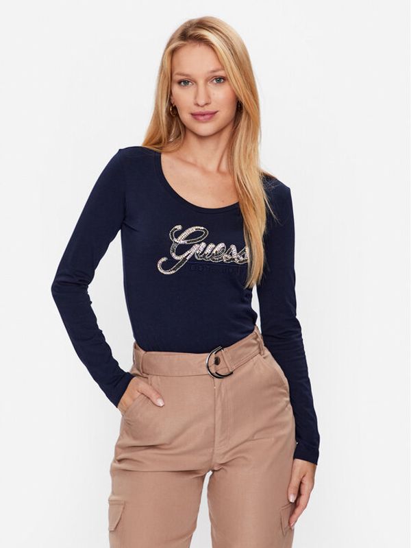 Guess Guess Bluza W3YI37 J1314 Mornarsko modra Slim Fit