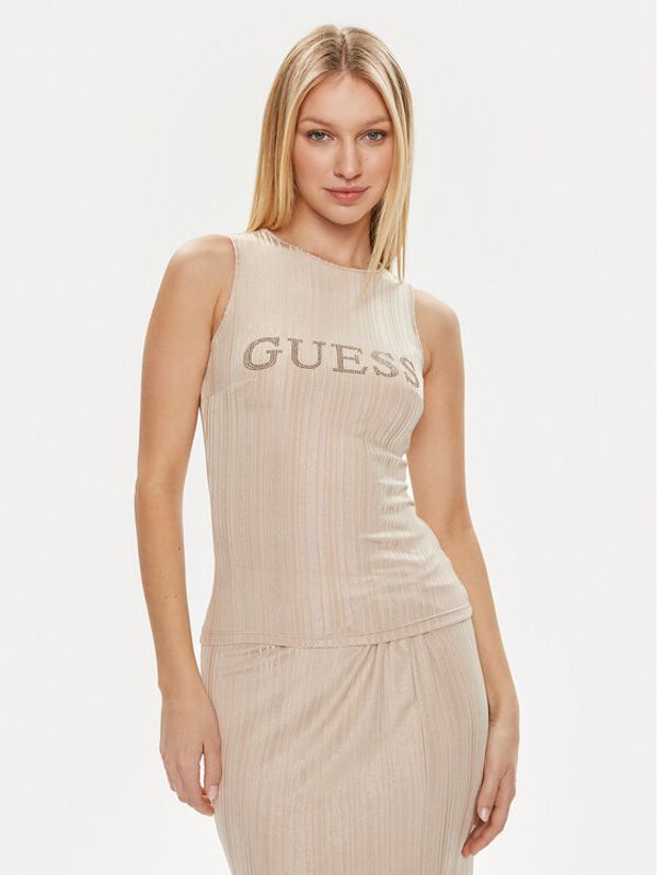 Guess Guess Bluza W4GP04 KBYZ0 Rjava Slim Fit