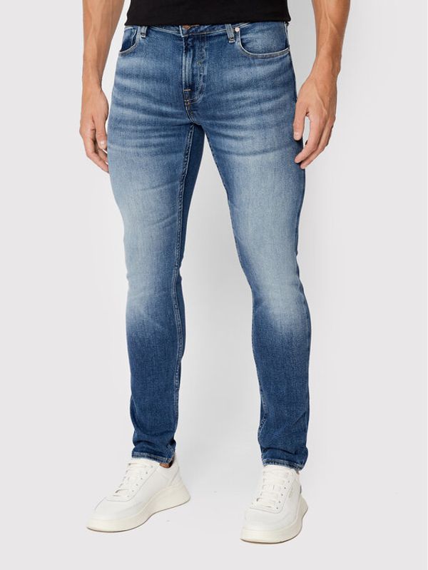 Guess Guess Jeans hlače Chris M2YA27 D4Q42 Mornarsko modra Super Skinny Fit