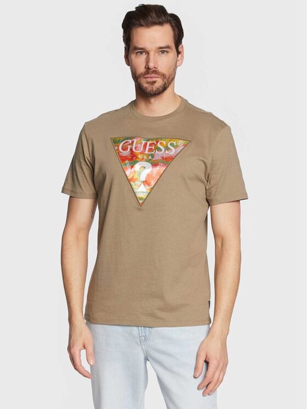 Guess Guess Majica Abstract Logo M3GI57 K9RM1 Zelena Slim Fit