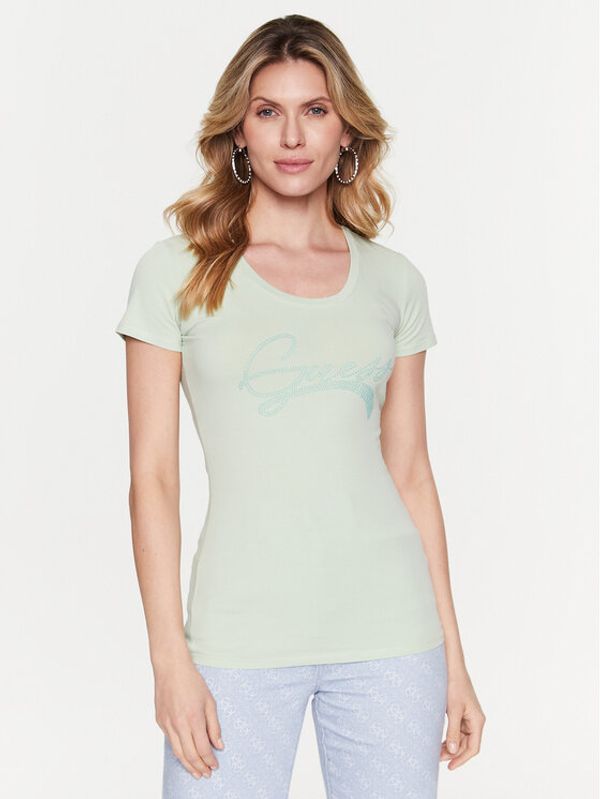 Guess Guess Majica Adelina W3RI14 J1314 Zelena Slim Fit