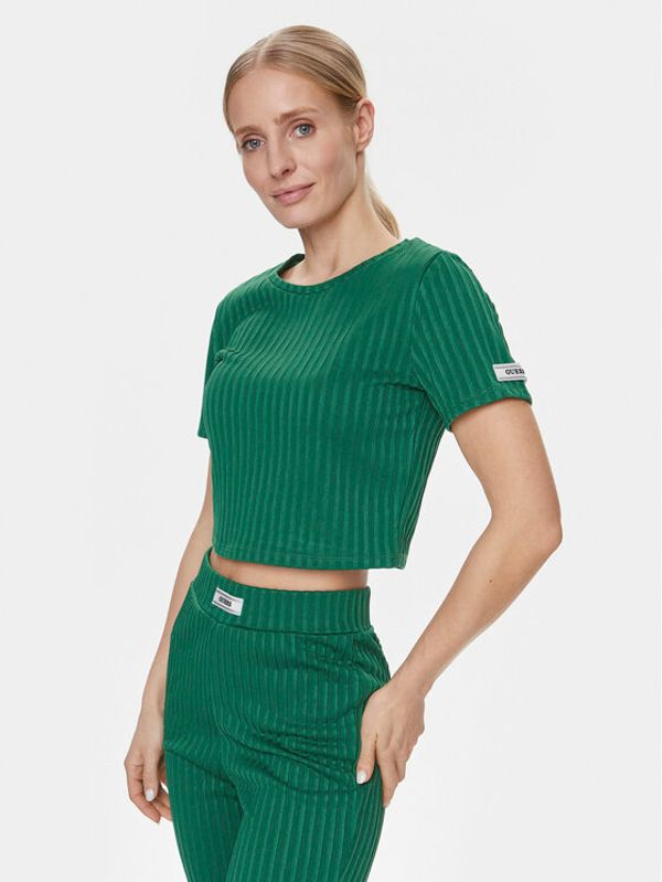 Guess Guess Majica Anneka Crop Tee V4RI02 KC2U2 Zelena Cropped Fit