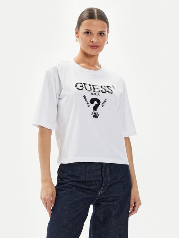 Guess Guess Majica Aurelie V4YI06 I3Z14 Bela Boxy Fit