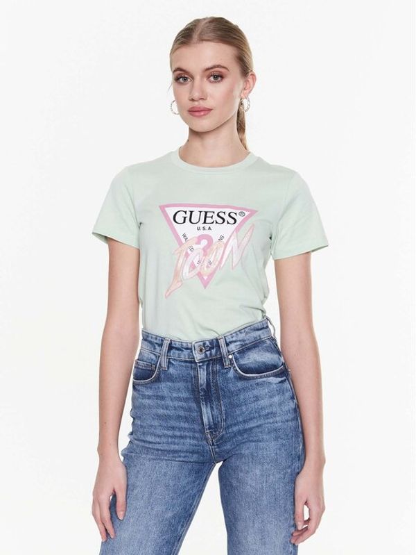 Guess Guess Majica Icon W3RI12 I3Z14 Zelena Regular Fit