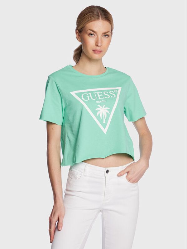 Guess Guess Majica Logo E02I01 JA914 Zelena Boxy Fit