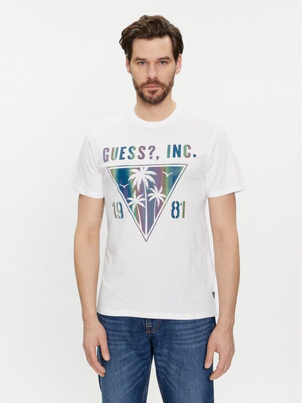 Guess Guess Majica M4GI47 K9RM1 Bela Slim Fit