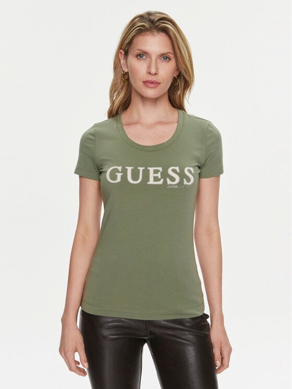 Guess Guess Majica Pony Hair W4RI45 J1314 Zelena Slim Fit