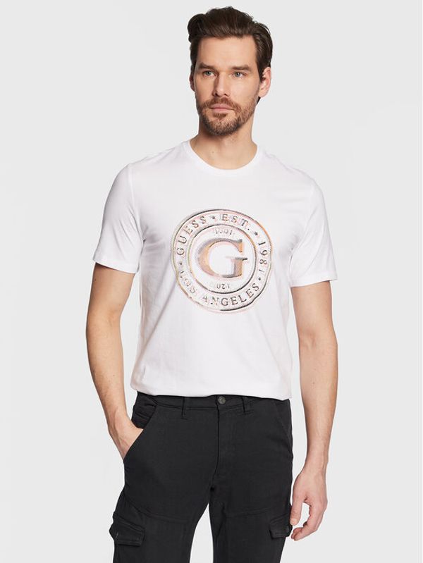 Guess Guess Majica Round Logo M3GI11 J1314 Bela Slim Fit