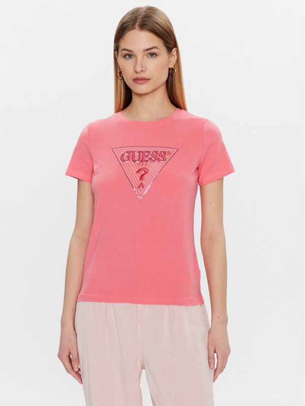 Guess Guess Majica Triangle W3GI61 K6YW1 Roza Slim Fit