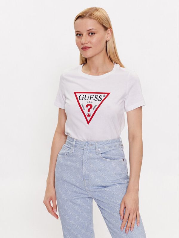 Guess Guess Majica W1YI1B I3Z14 Bela Slim Fit