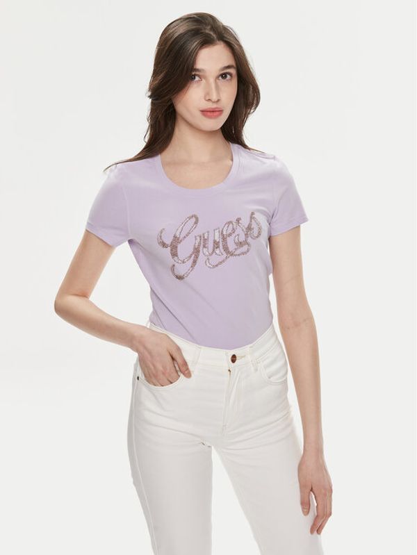 Guess Guess Majica W4GI30 J1314 Vijolična Slim Fit