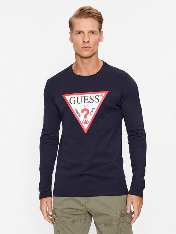 Guess Guess Majica z dolgimi rokavi Original Logo M2YI31 I3Z14 Mornarsko modra Slim Fit