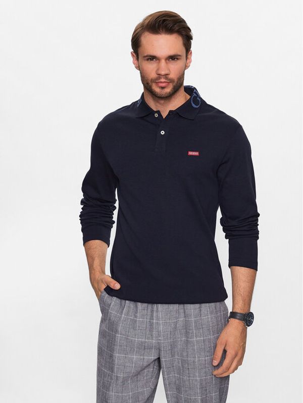 Guess Guess Polo majica M3YP36 KBL51 Mornarsko modra Slim Fit