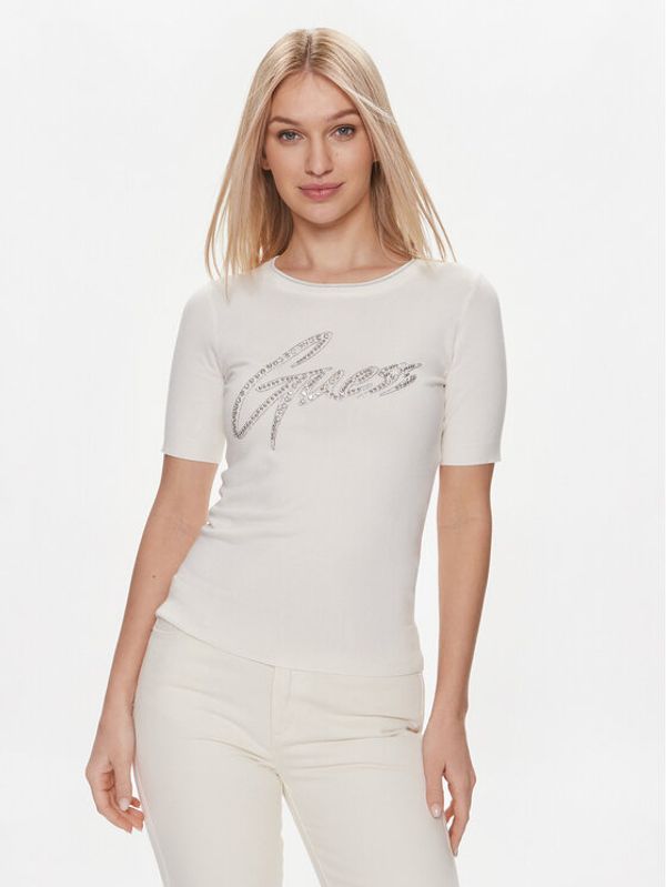 Guess Guess Pulover Grace W4RR38 Z2NQ2 Écru Regular Fit