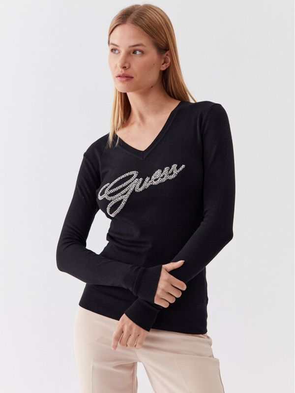 Guess Guess Pulover W3YR21 Z2NQ2 Črna Slim Fit