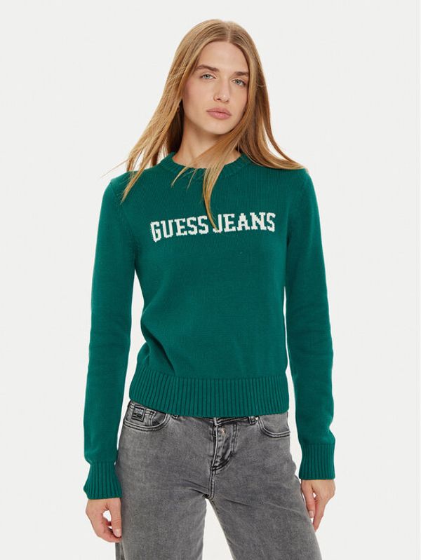 Guess Guess Pulover W4BR10 Z3HM1 Zelena Regular Fit