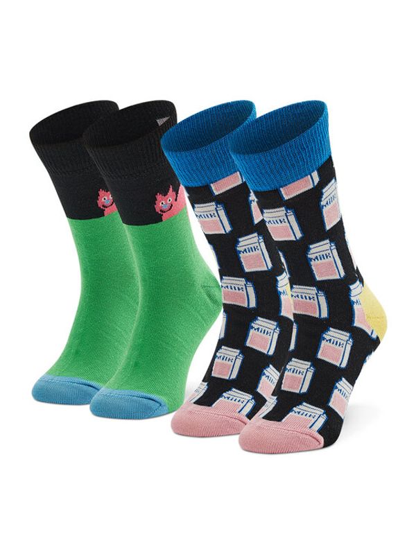 Happy Socks Happy Socks Set 2 parov otroških visokih nogavic KCAT02-9300 Pisana