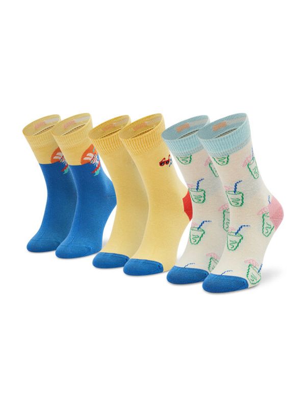 Happy Socks Happy Socks Set 3 parov otroških visokih nogavic XKTRA08-2000 Modra