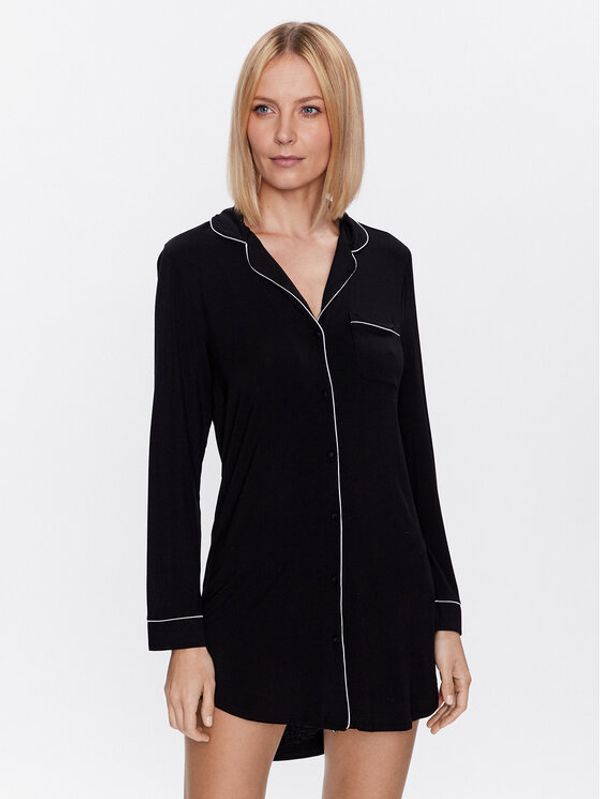 Hunkemöller Hunkemöller Nočna srajca Shirtdress 201738 Črna Regular Fit