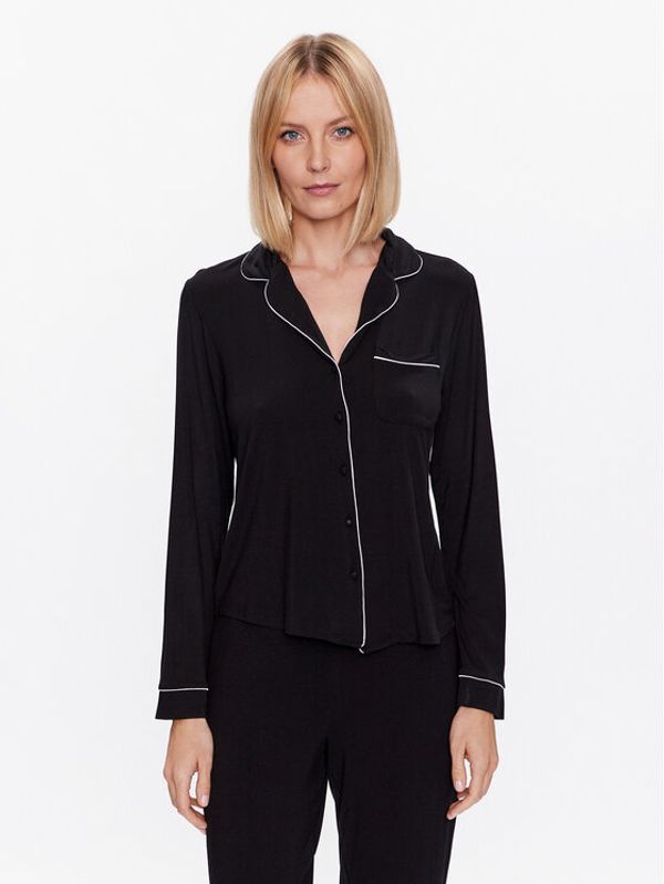 Hunkemöller Hunkemöller Zgornji del pižame Jacket 201739 Črna Regular Fit