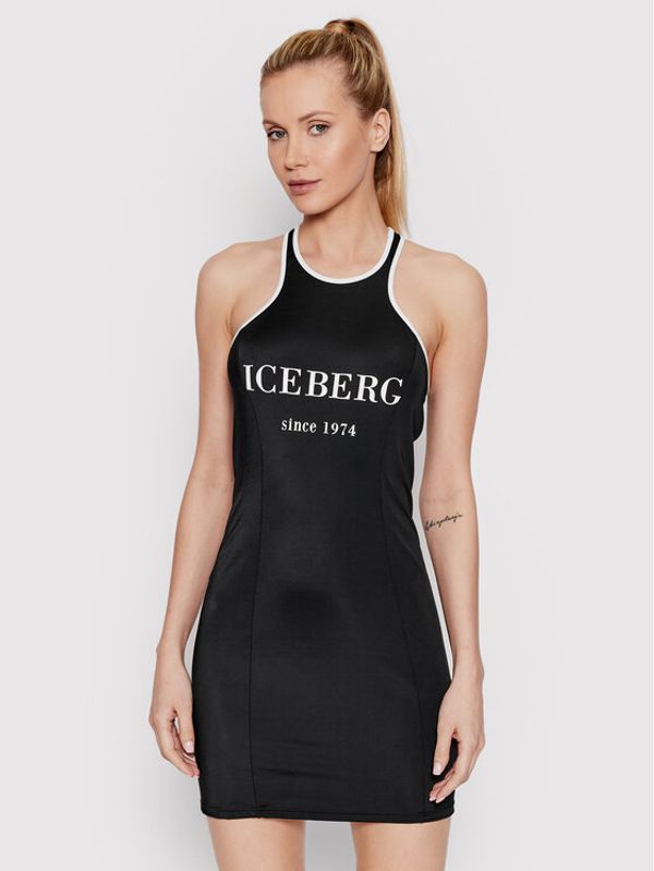 Iceberg Iceberg Poletna obleka ICE2WCU03 Črna Slim Fit