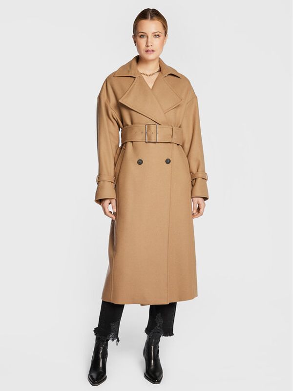 IRO IRO Volneni plašč Kealia AR037 Rjava Regular Fit